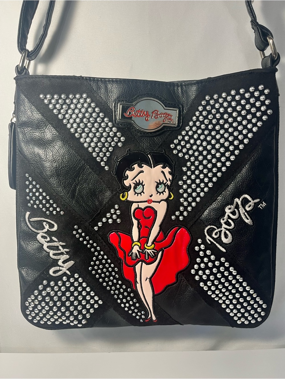 Betty Boop Black Crossbody Bag with Red Character Detail